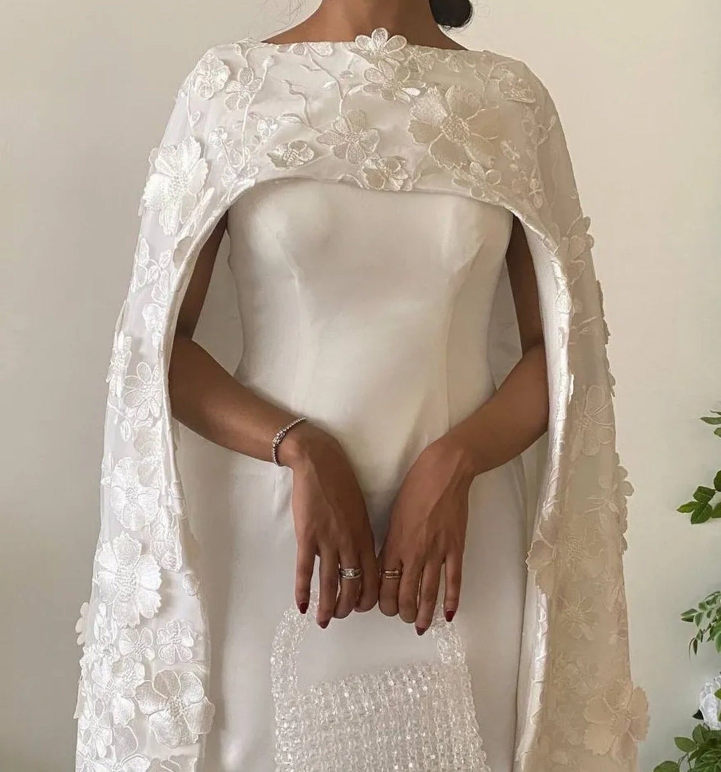 Botanical 3D Floral Ankle Length Bolero Cape
