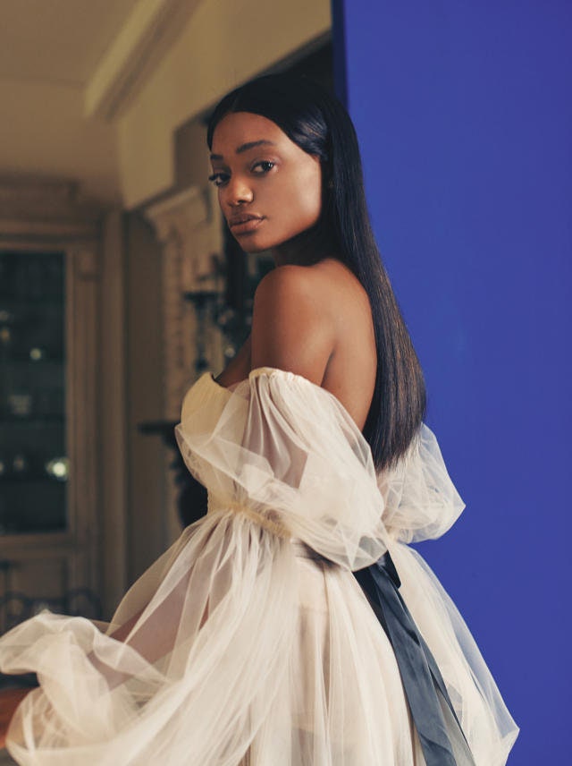 Detached Elbow Gathered Tulle Sleeves With Detached Satin Ribbon