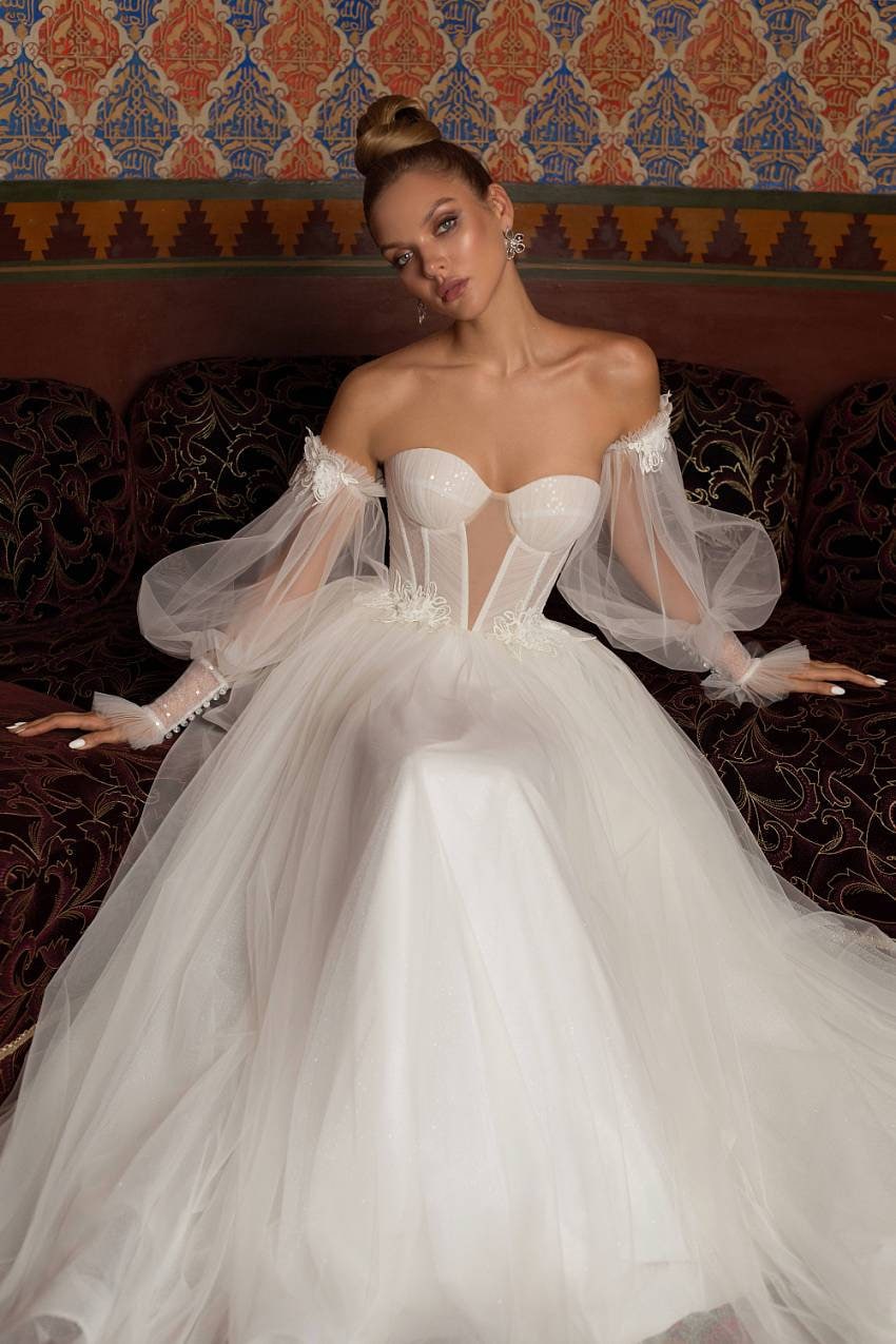 Detached 3/4 Tulle 3D Floral Sequin Frill Bicep Broad Lace Wrist Sleeves