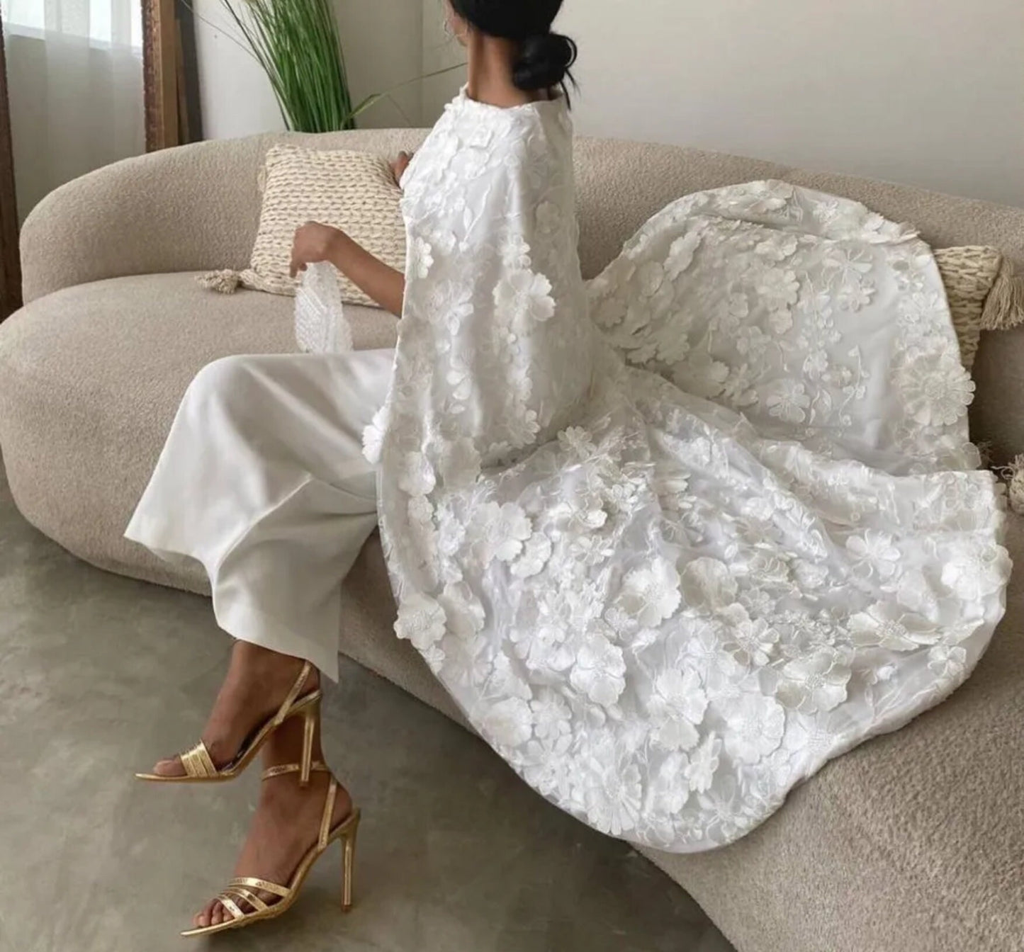 Botanical 3D Floral Ankle Length Bolero Cape