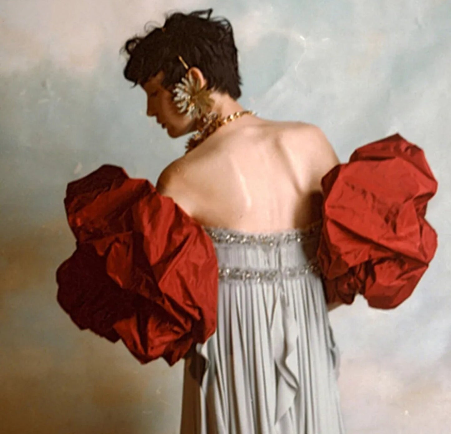 Detached Short Taffetta Crinkle Look Cloud Sleeves