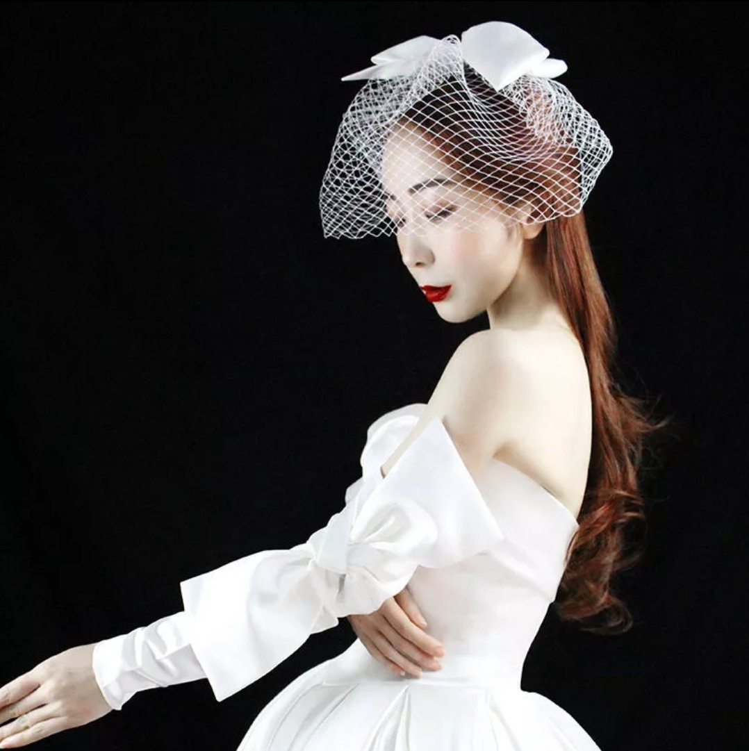 Detached Satin Bow Knot 3/4 Slim Sleeves.