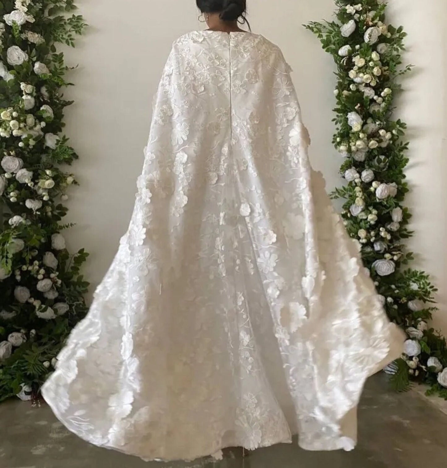 Botanical 3D Floral Ankle Length Bolero Cape
