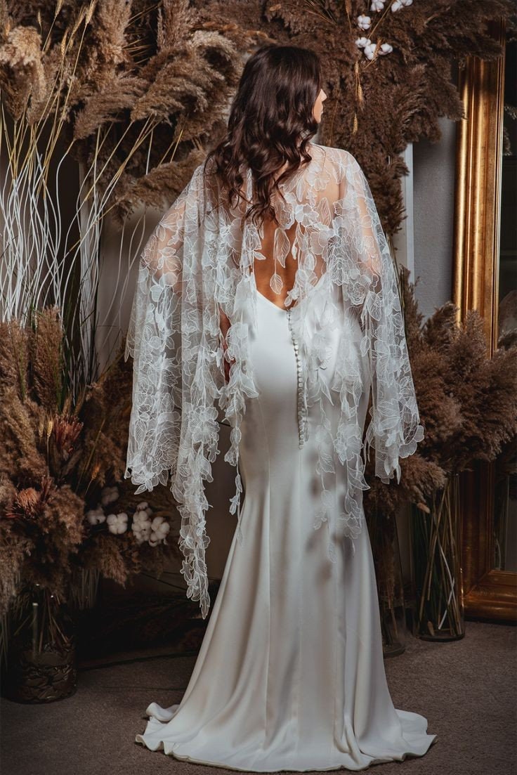Delicate & Lovely Floral Lace Overhead Bolero Cape (Choice Of Lace)