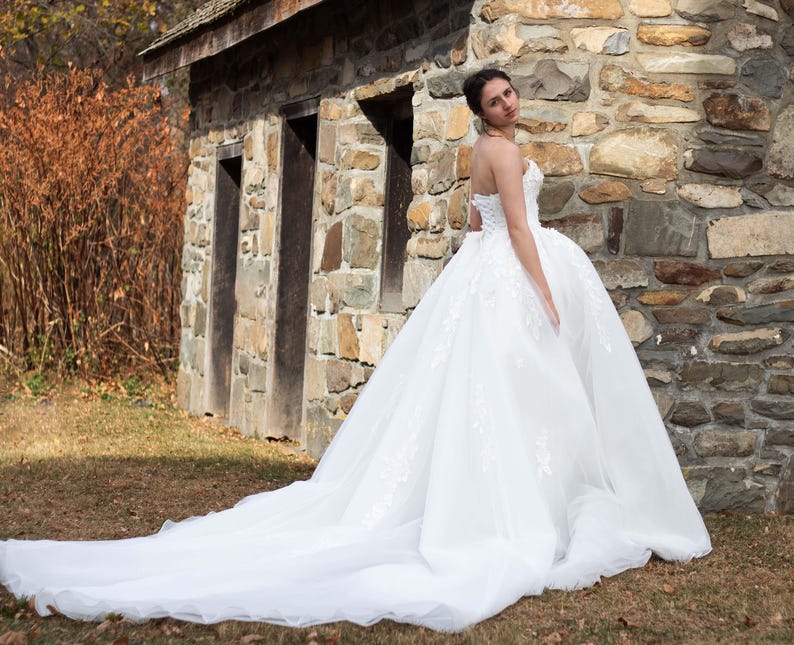 Sexy And Timeless Strapless Sweetheart Floral Appliqué Bridal A-Line Ball Gown