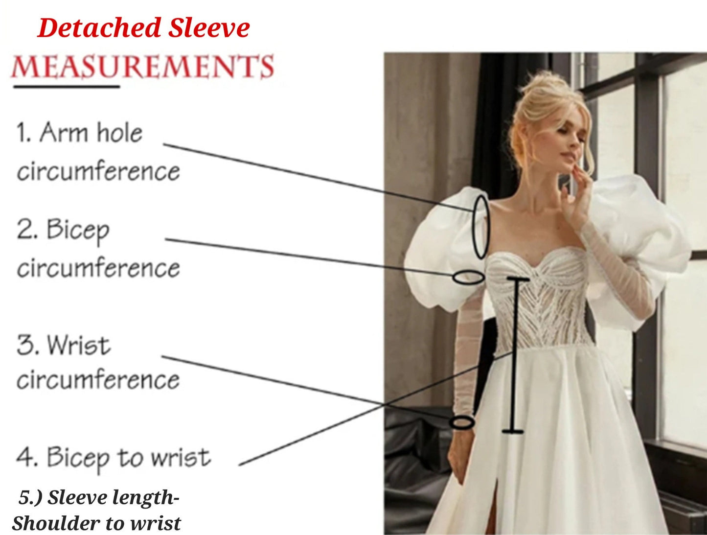 Detached Floral Sequinned Lace Over The Hand Bishop Sleeves