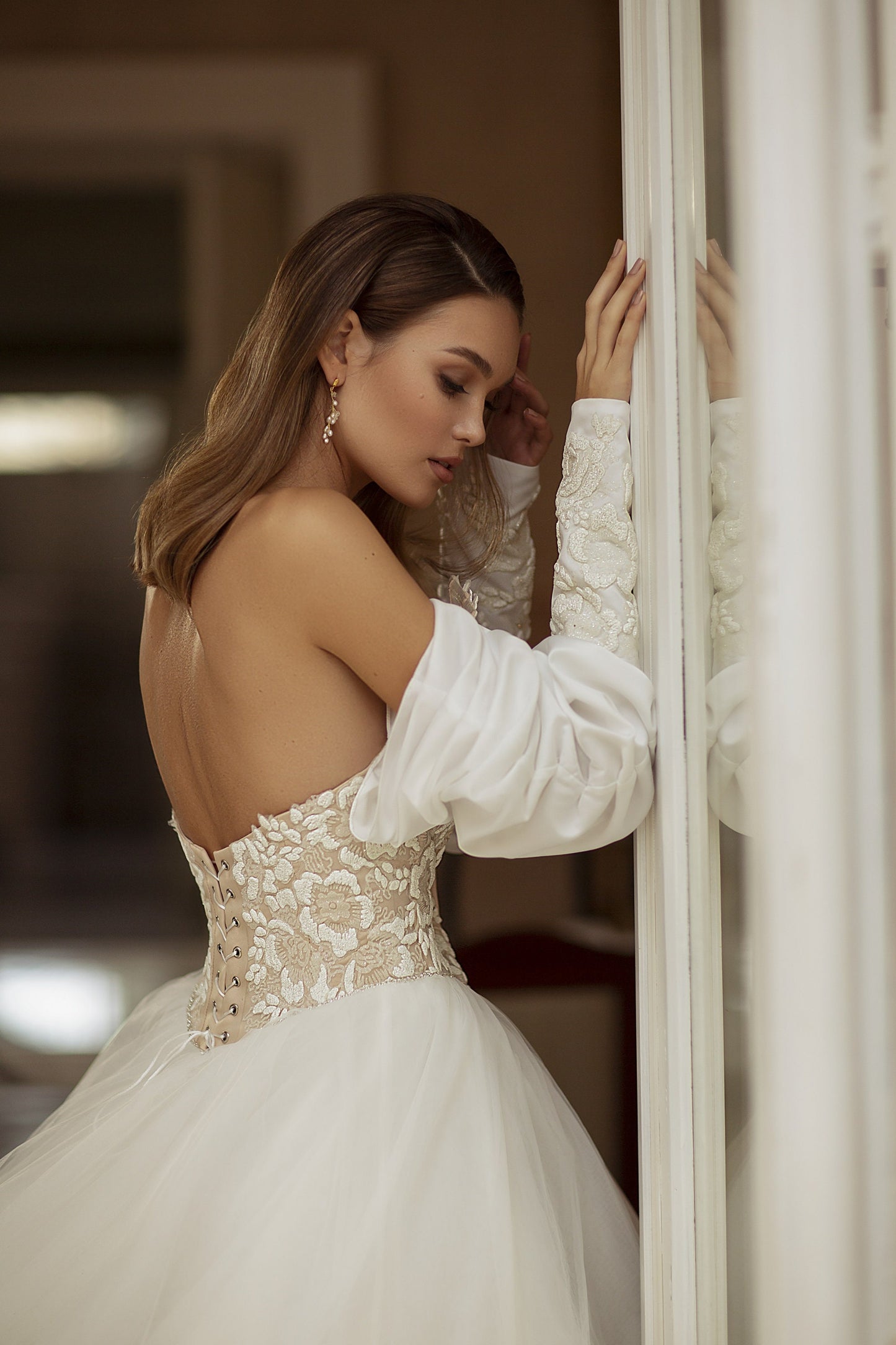 Detached 3/4 Embroidered Floral Satin Sleeves