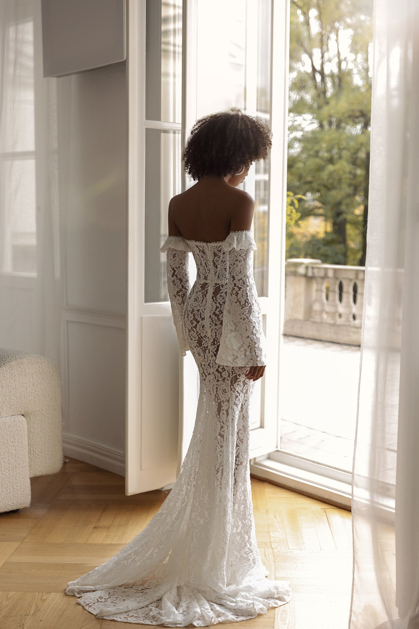 Detached Sophisticated Lace Ruffle Bicep 3/4 Sleeves
