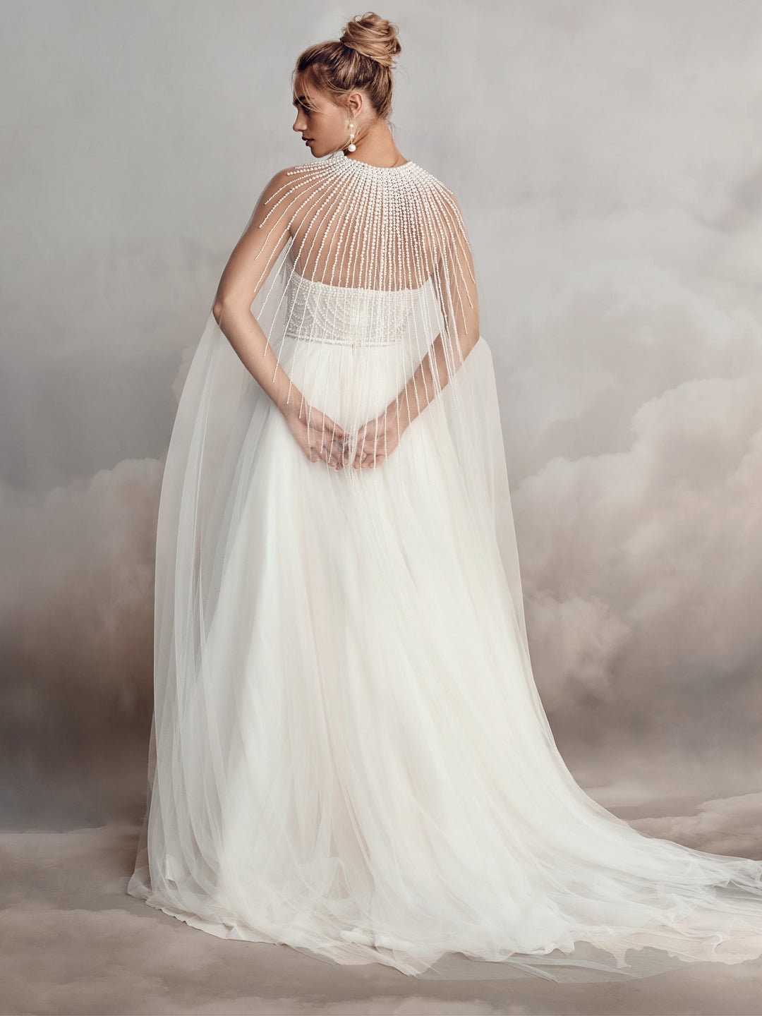 Pearl Beaded Neckline Cape