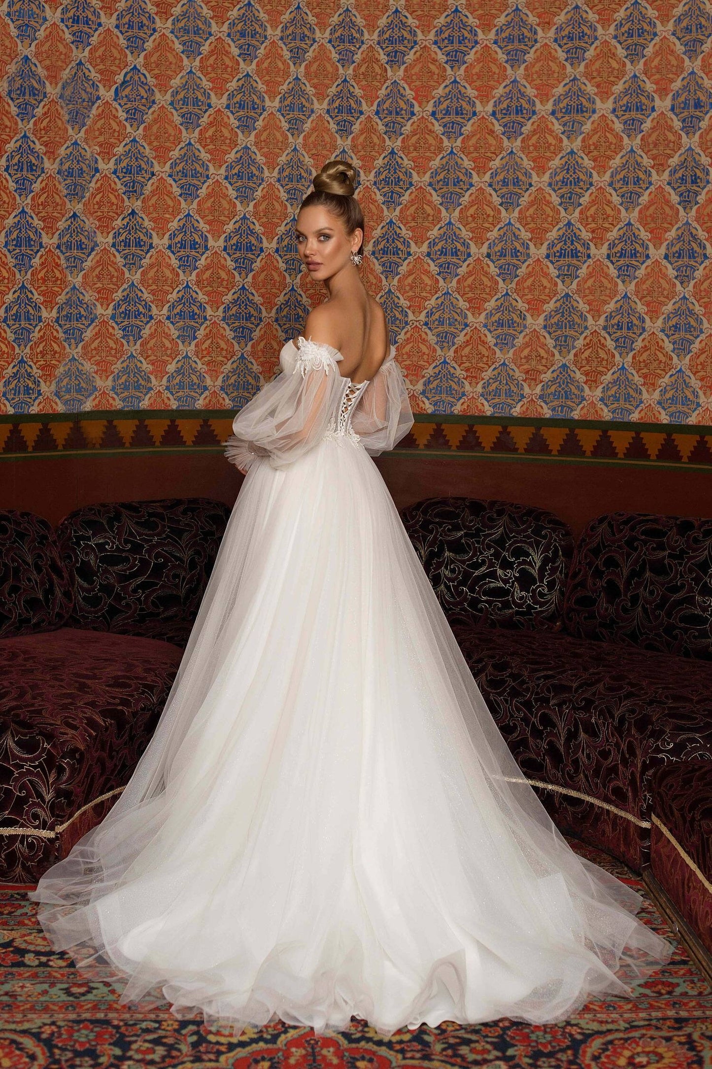 Detached 3/4 Tulle 3D Floral Sequin Frill Bicep Broad Lace Wrist Sleeves