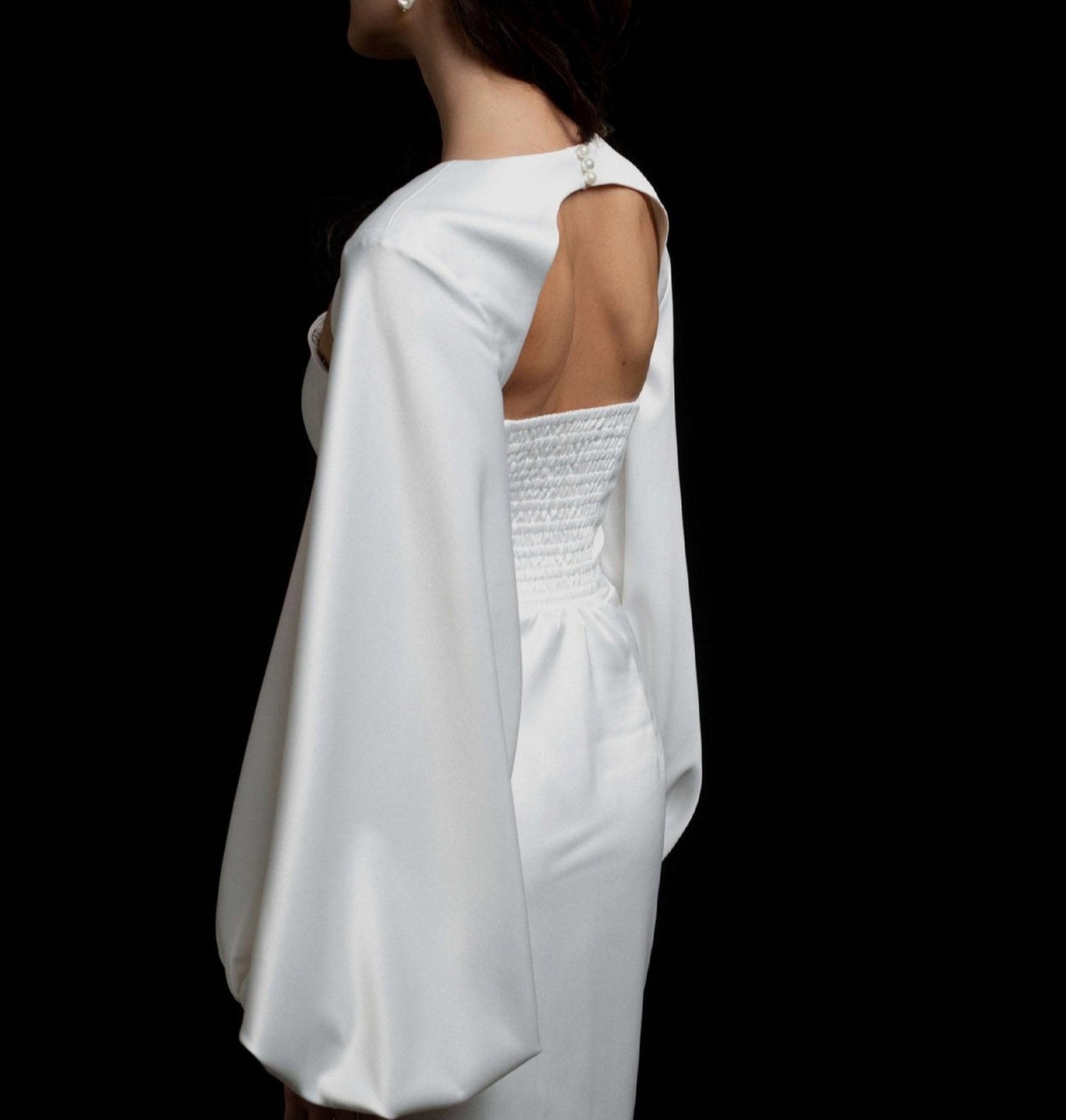 Satin Pullover Balloon Sleeve Bolero