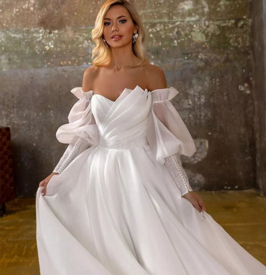 Detached Victorian Era Elegant Organza And Glitter Pearl Button Sleeves