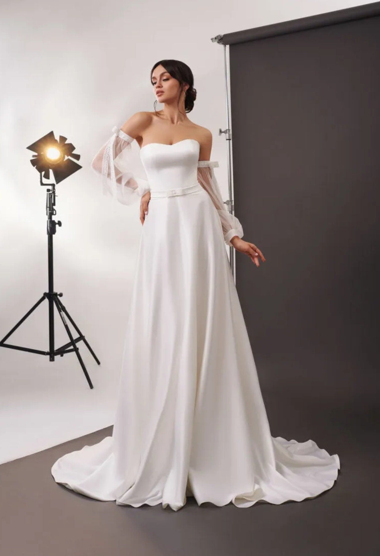Detached 3/4 Lace Hanging Bow Bicep Sleeves