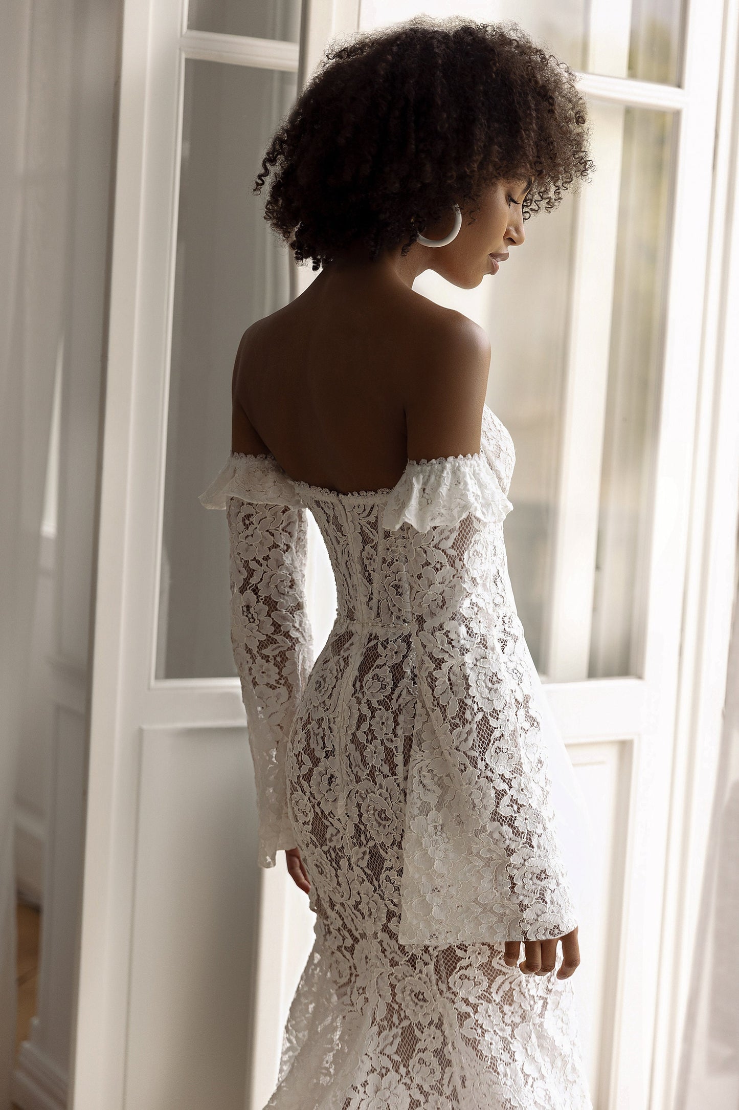 Detached Sophisticated Lace Ruffle Bicep 3/4 Sleeves