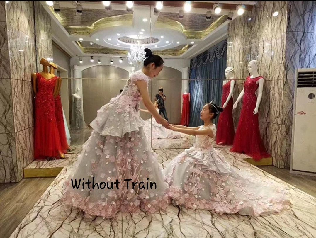 Floral Applique And Ruffles Organza Gown