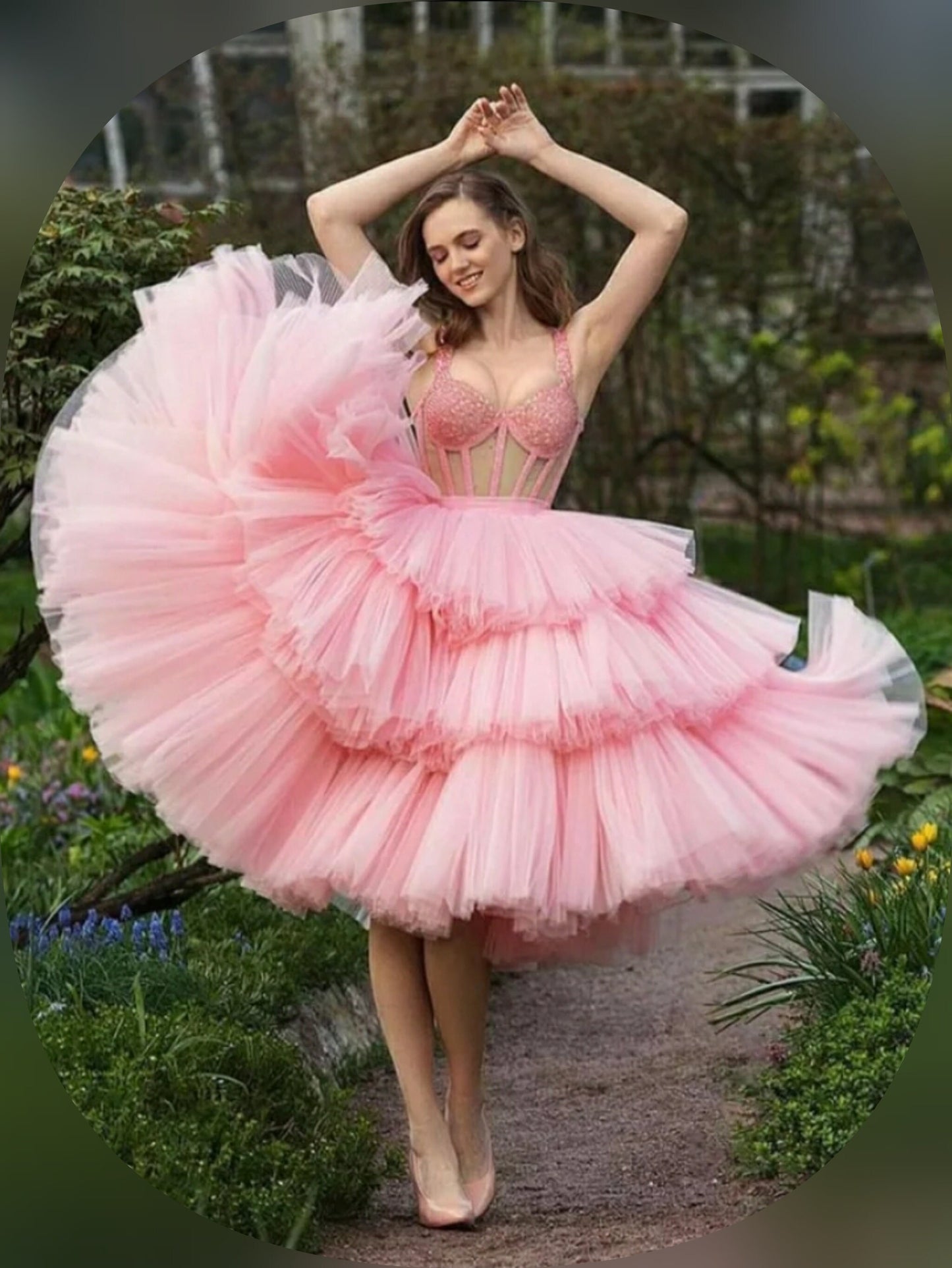 Sleeveless Sweetheart Beaded Crystal Tiered Dress