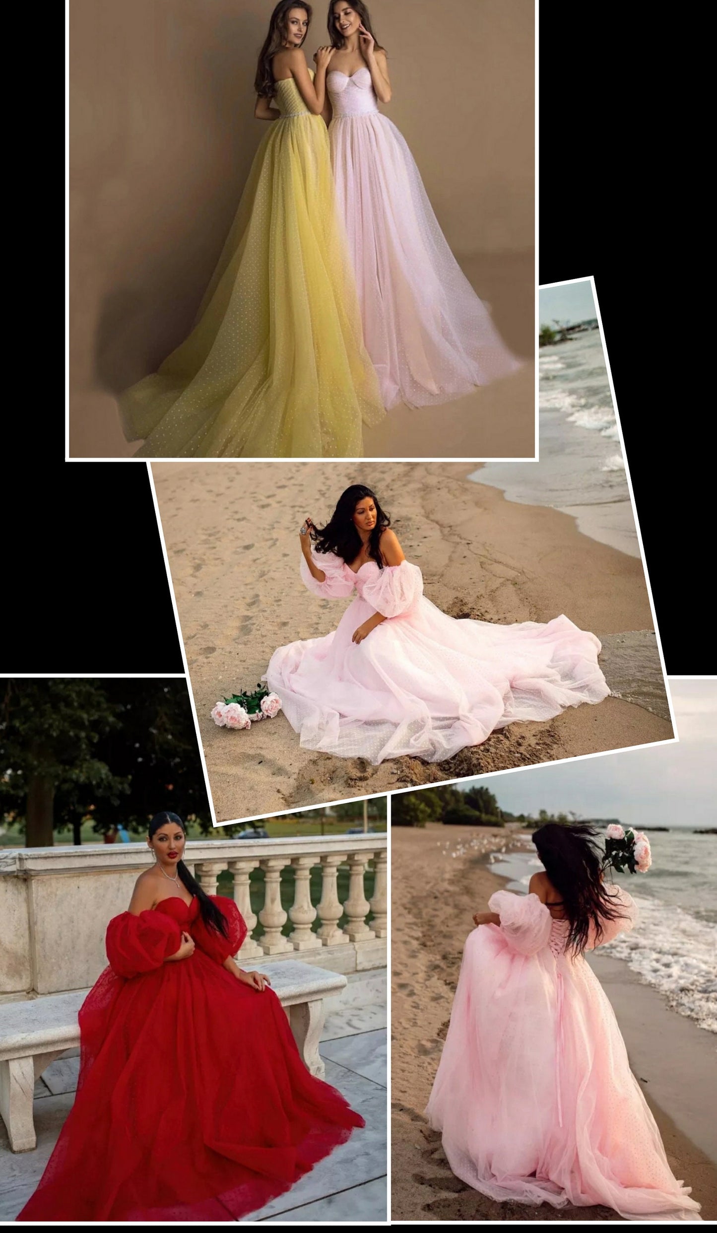 Sweetheart Dotted Tulle Homecoming/Prom Dress With Matching Detachable Puff Sleeves