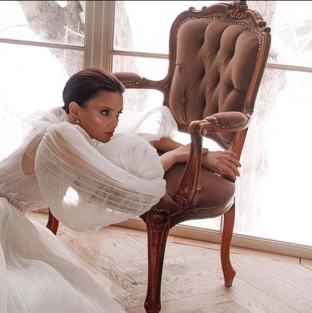 Plisse Tulle Detached Long Bridal Sleeves