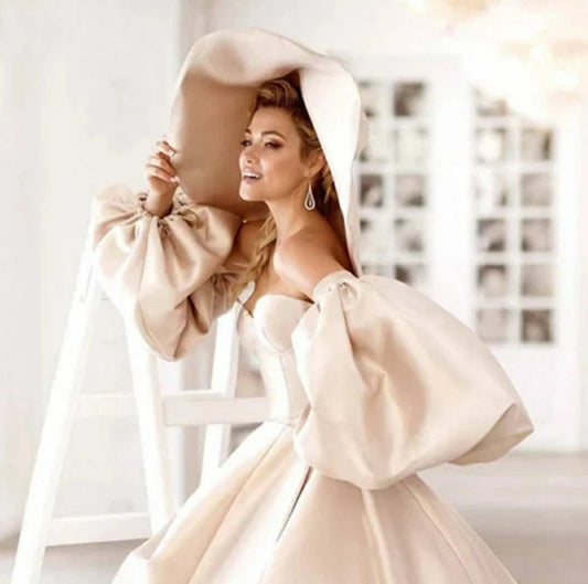 Oversized Satin Puff Bridal Sleeves