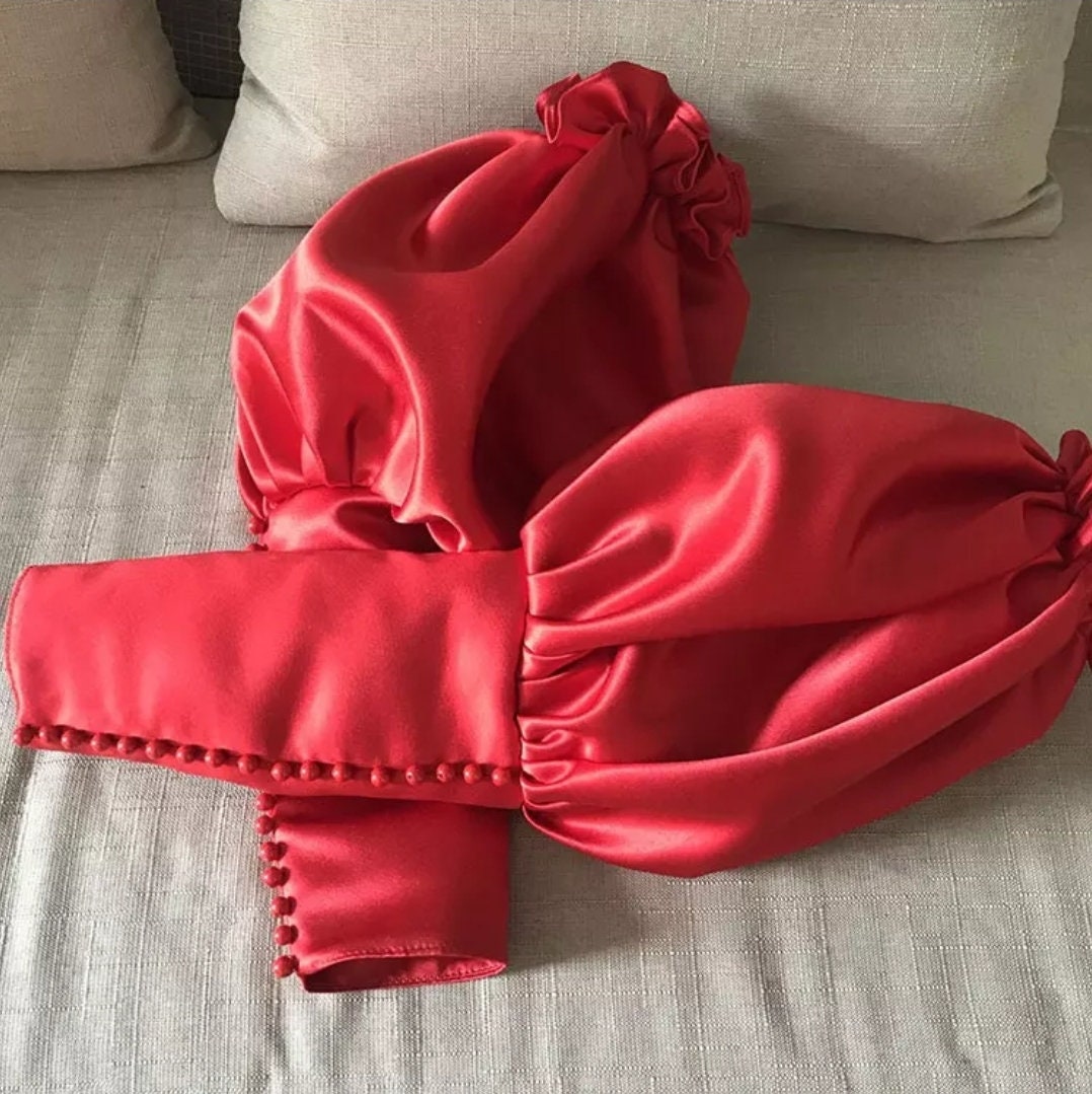 Victorian Style Buttoned Puff Satin Detached Bridal Sleeves