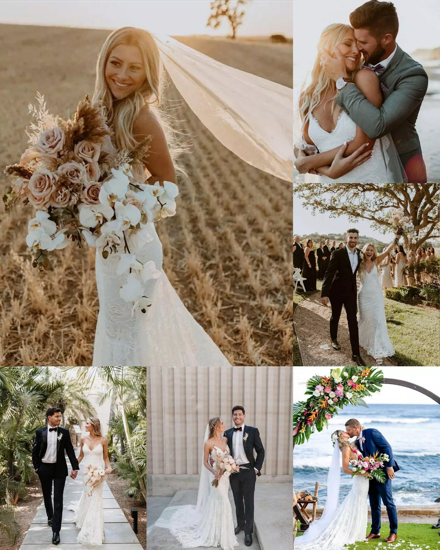 Backless Bohemian Beach Lace Spaghetti Strap Mermaid Style Wedding Gown With Sweep Train