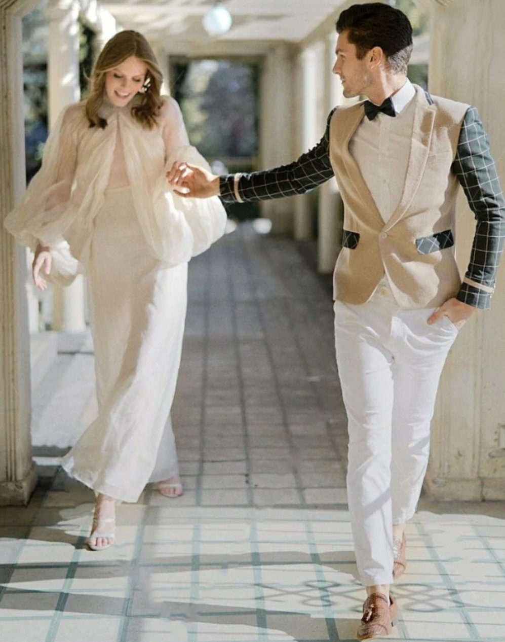 Silk Chiffon Lantern Puff Halter Style Full Detachable Bridal Sleeves