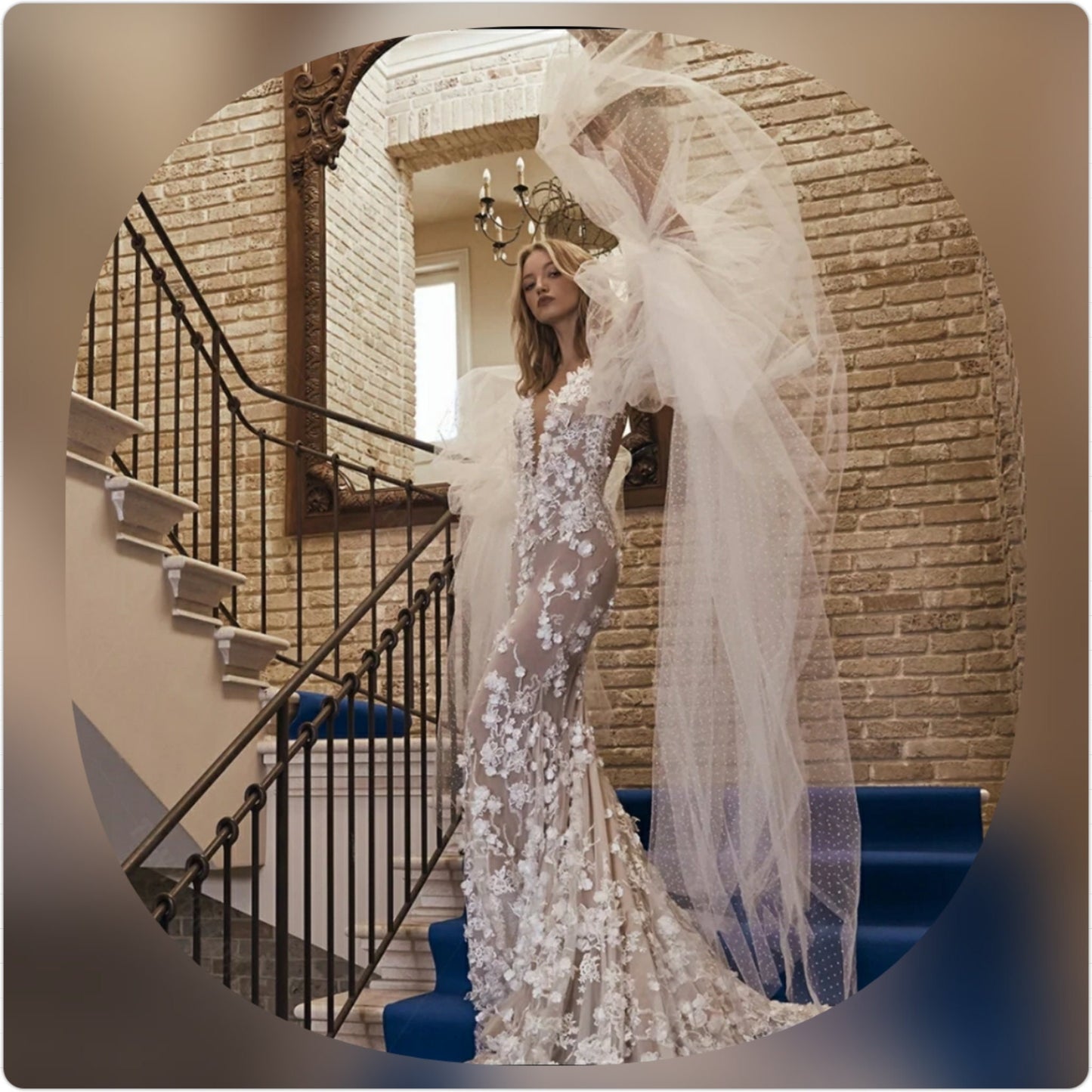 Dotted Tulle Exaggerated Detached Bridal Sleeves