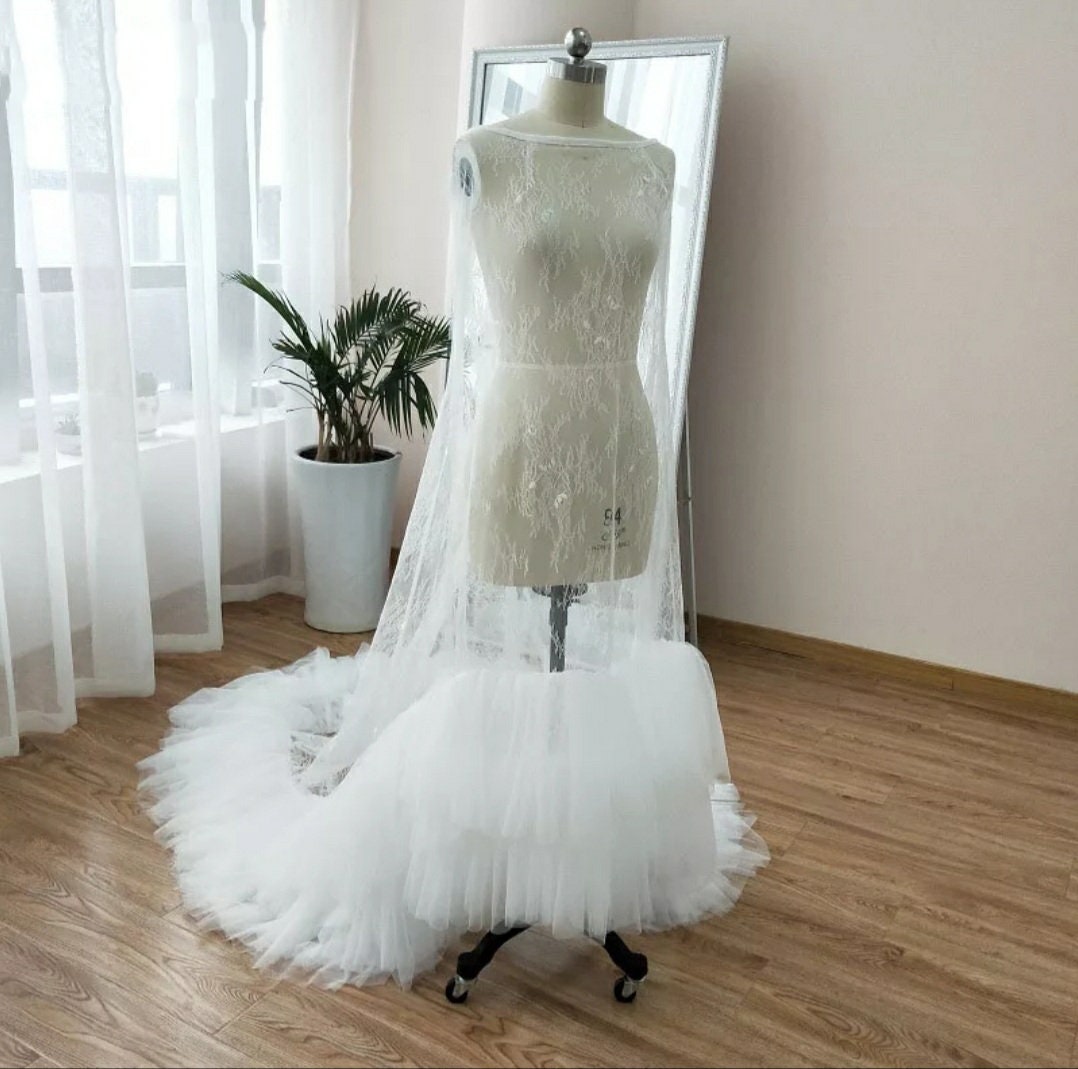 Full Overdress Layered Tutu & Lace Bolero Shawl Cape