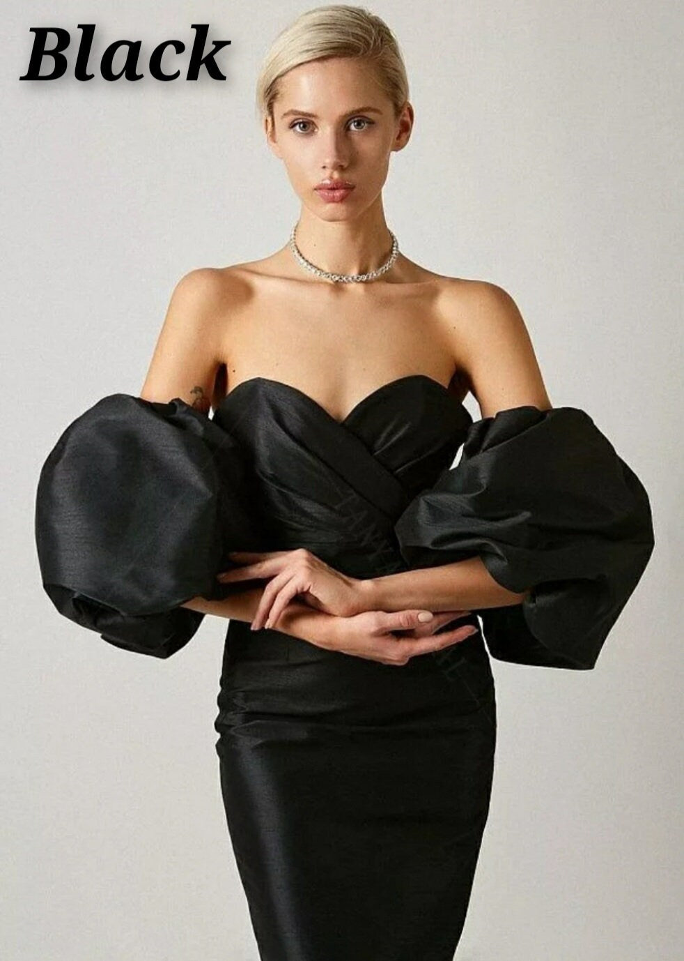 Voluminous Detached Satin Half Bridal Sleeves