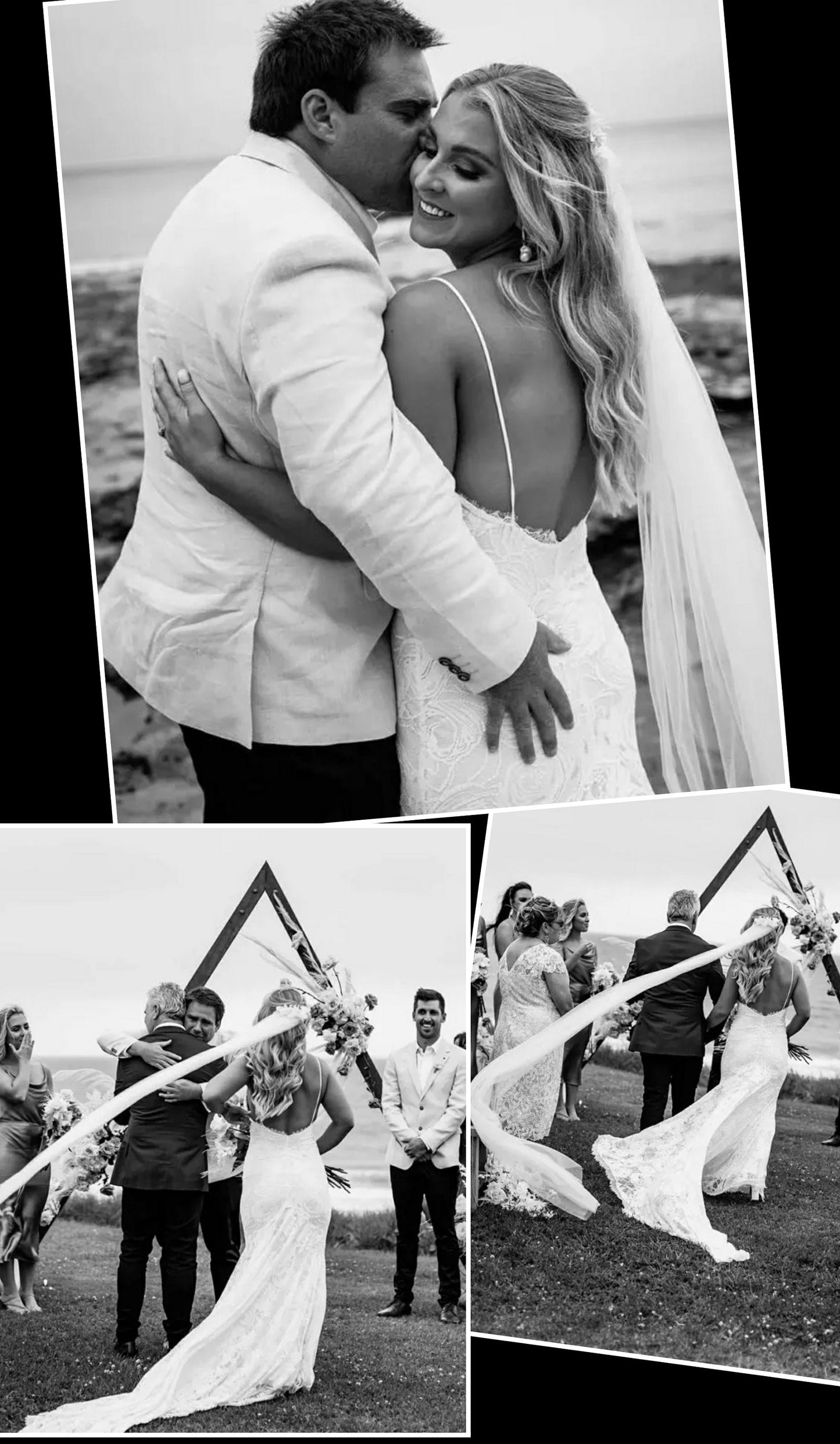 Backless Bohemian Beach Lace Spaghetti Strap Mermaid Style Wedding Gown With Sweep Train