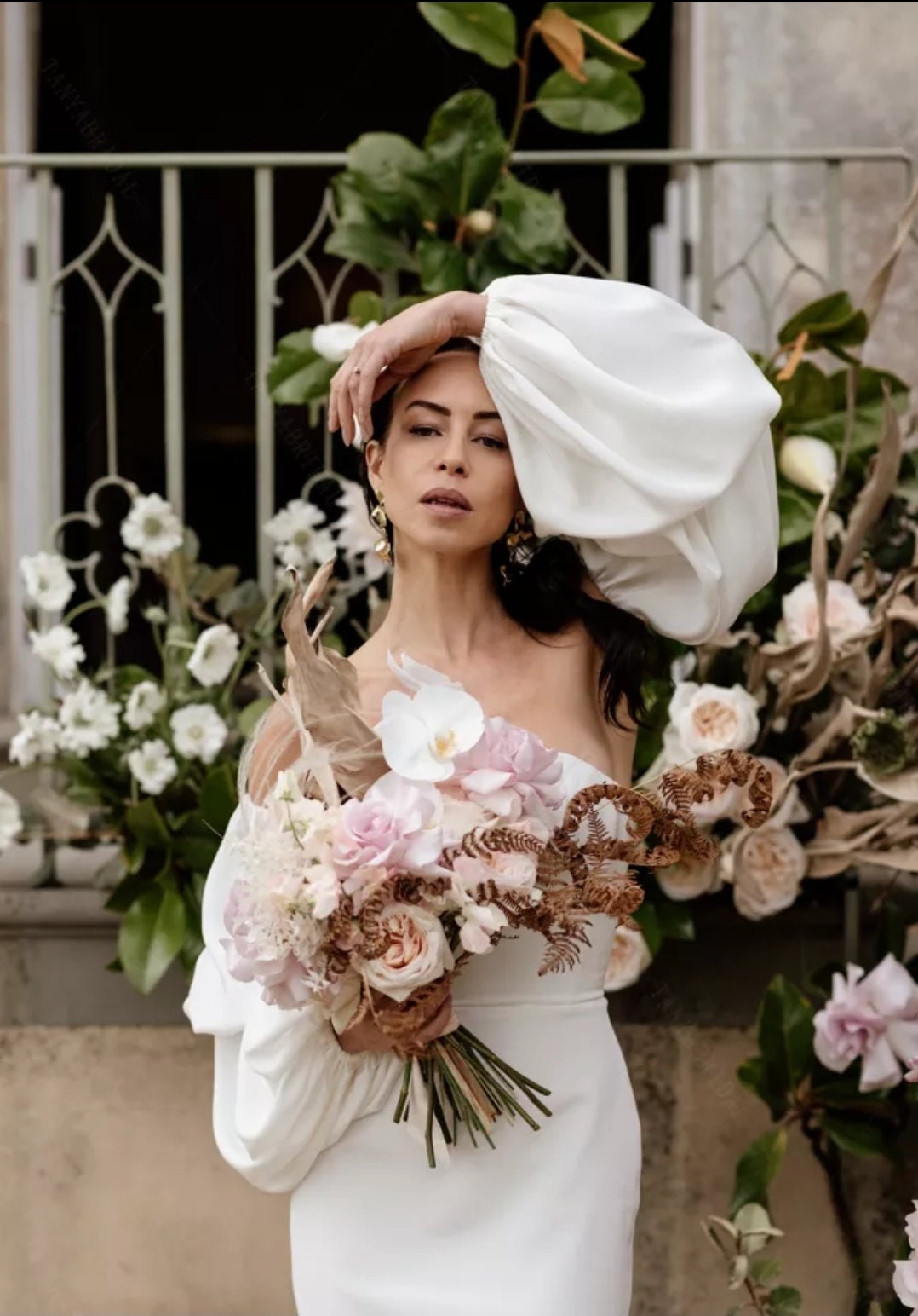 Double Soft Satin Full Lantern Bridal Sleeves