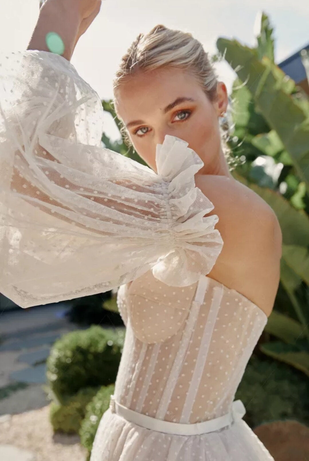 Dotted Tulle Detached Bridal Sleeves