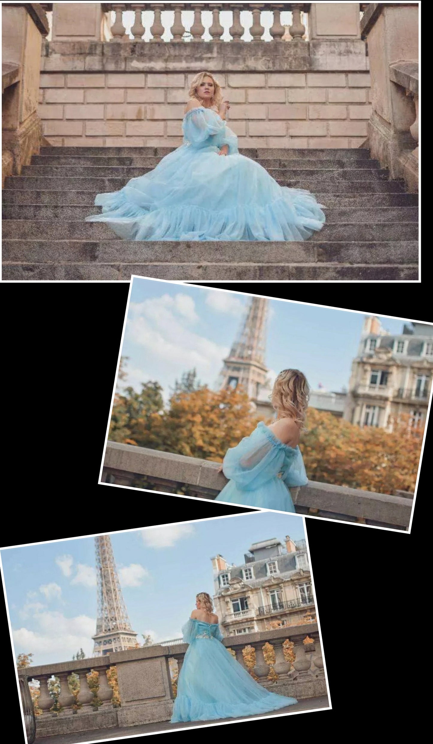 Sheer Tulle Long Sleeve Sweetheart Dress With Floral Appliqué Waist Accents