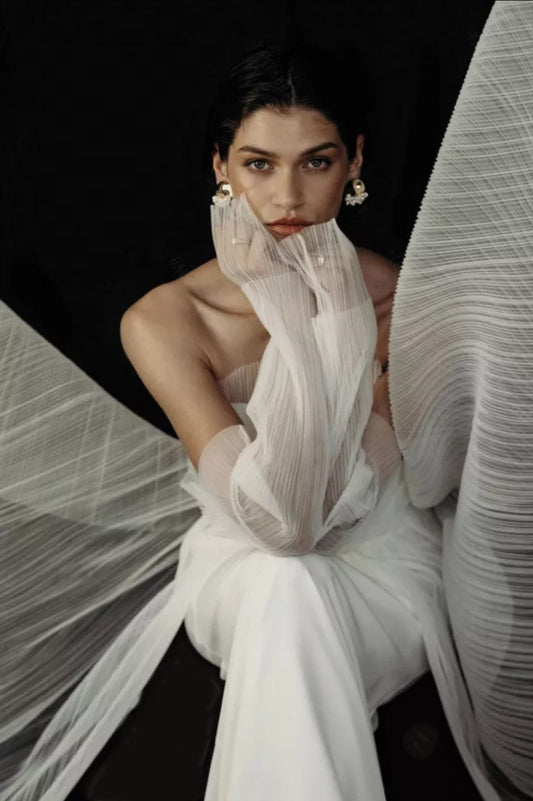 Simple & Classy Plisse Tulle Detached Sleeves