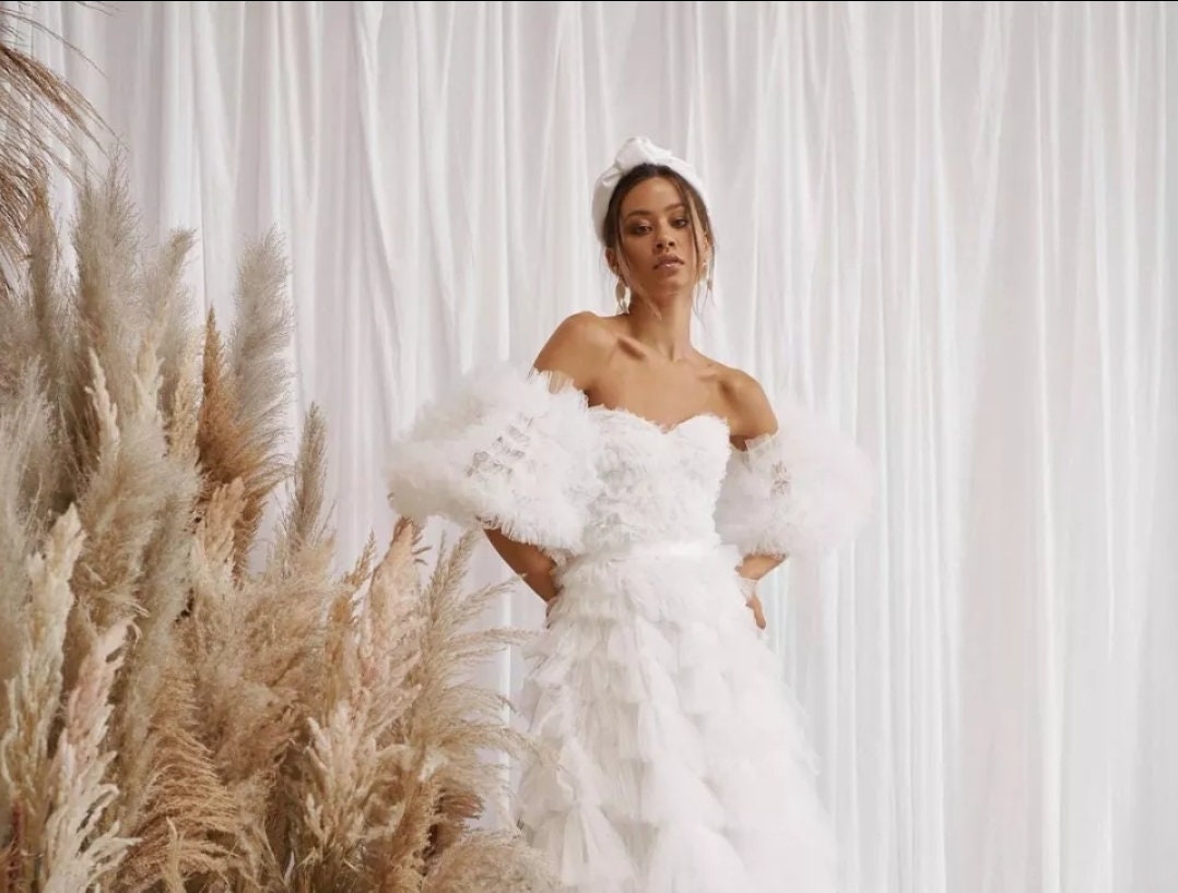 Layered Tutu Tulle Puff Detached Sleeves
