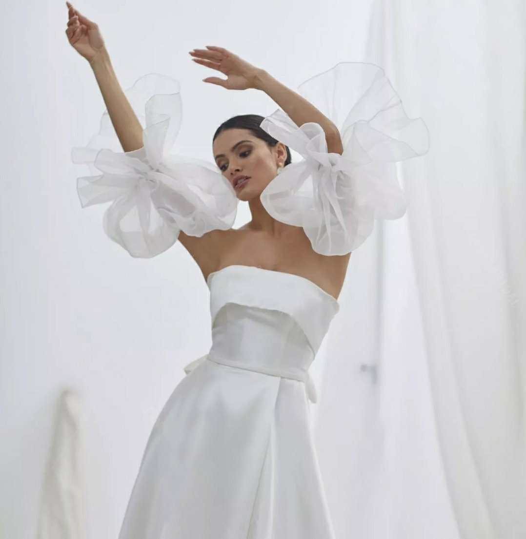 Organza Irregular Draped Puff Detached Sleeves