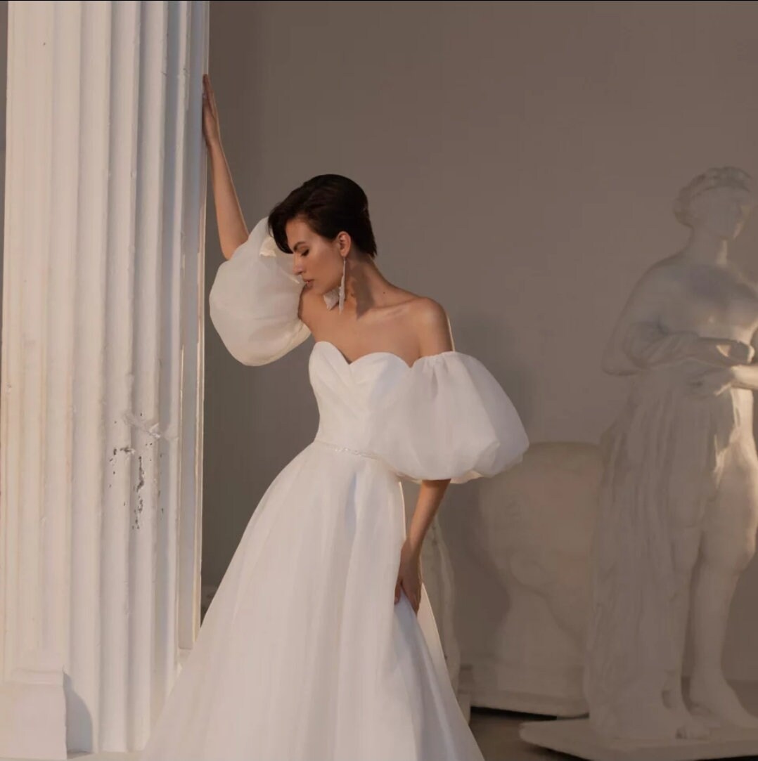 Shimmer Satin Organza Detached Bridal Half Sleeves