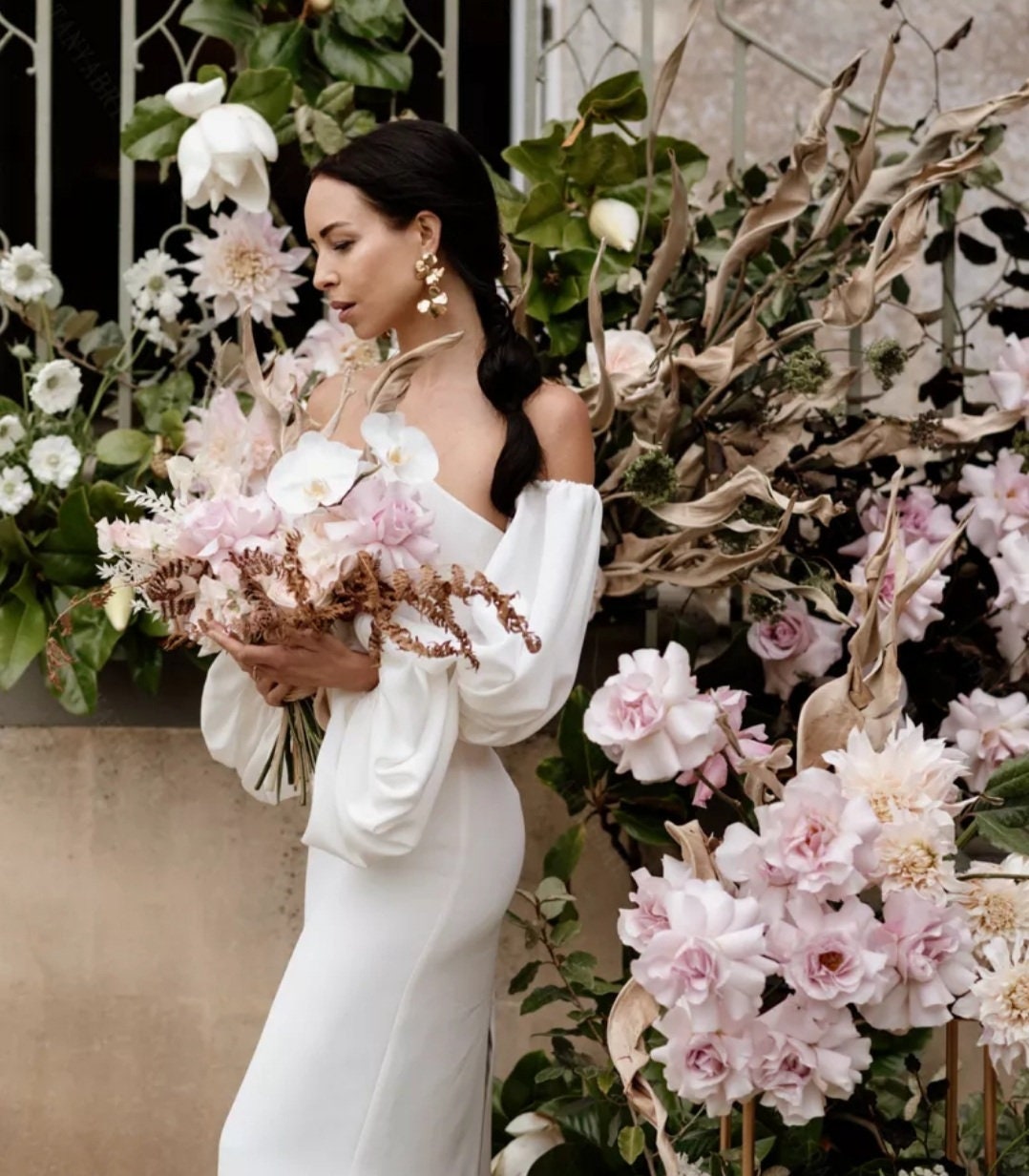 Double Soft Satin Full Lantern Bridal Sleeves