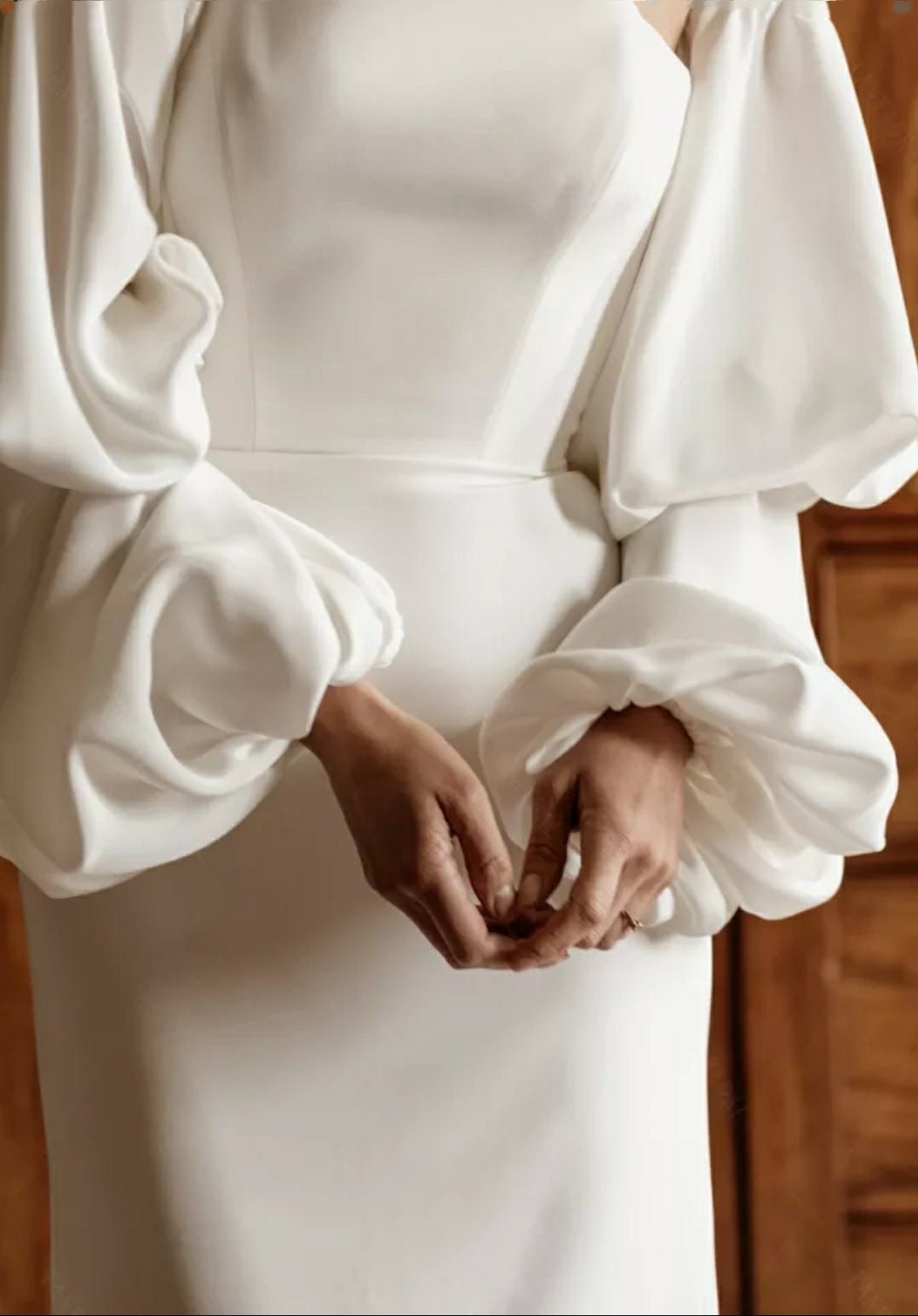 Double Soft Satin Full Lantern Bridal Sleeves