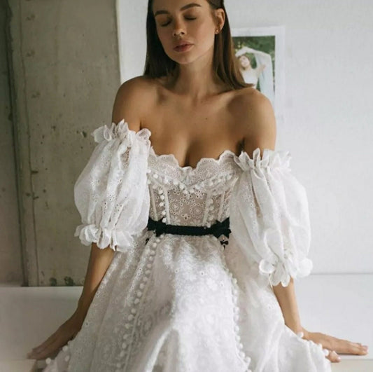 Detached Hollowed Out Floral Sleeves