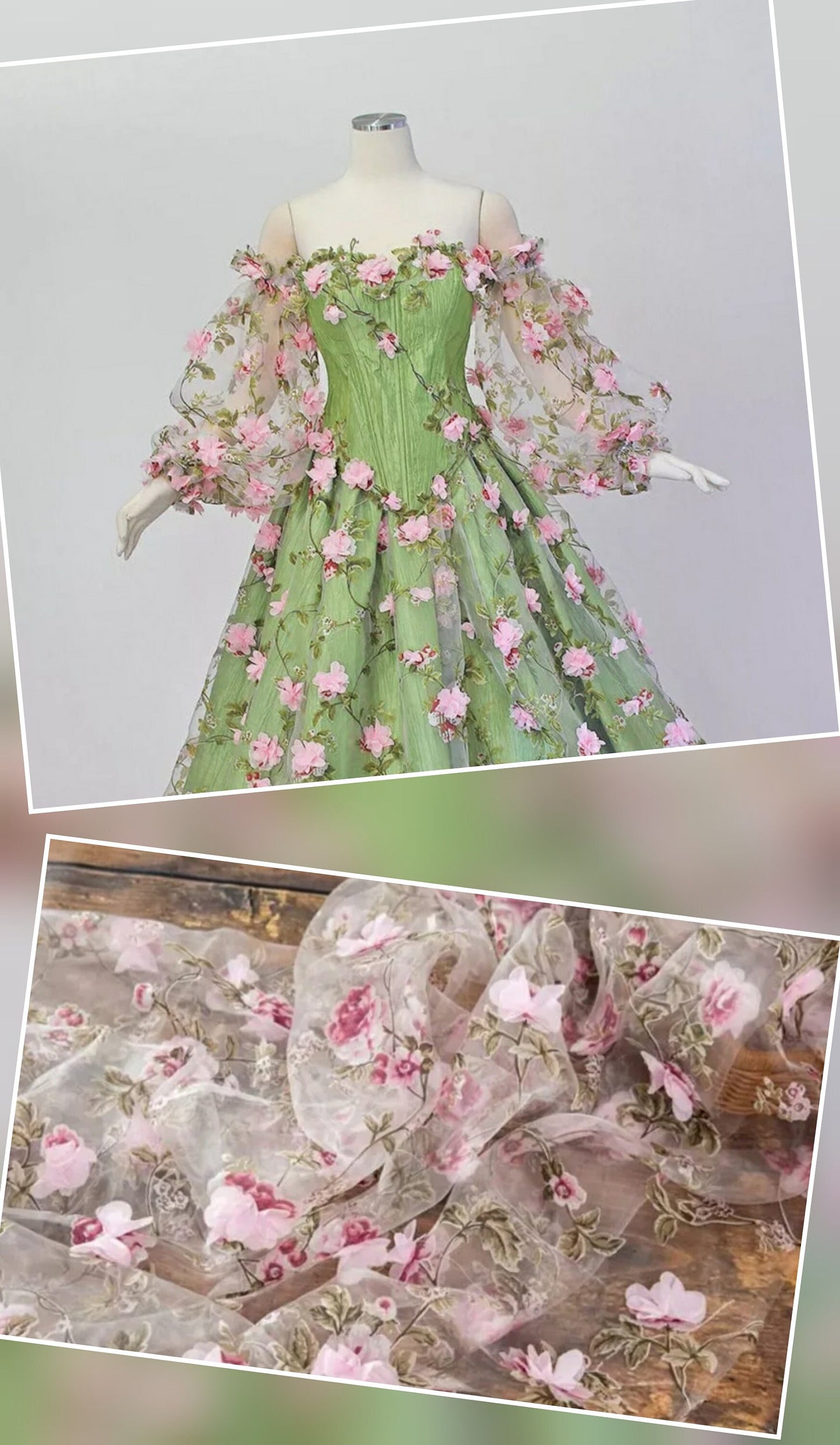 3D Delicate Floral Vine Detached Sleeves