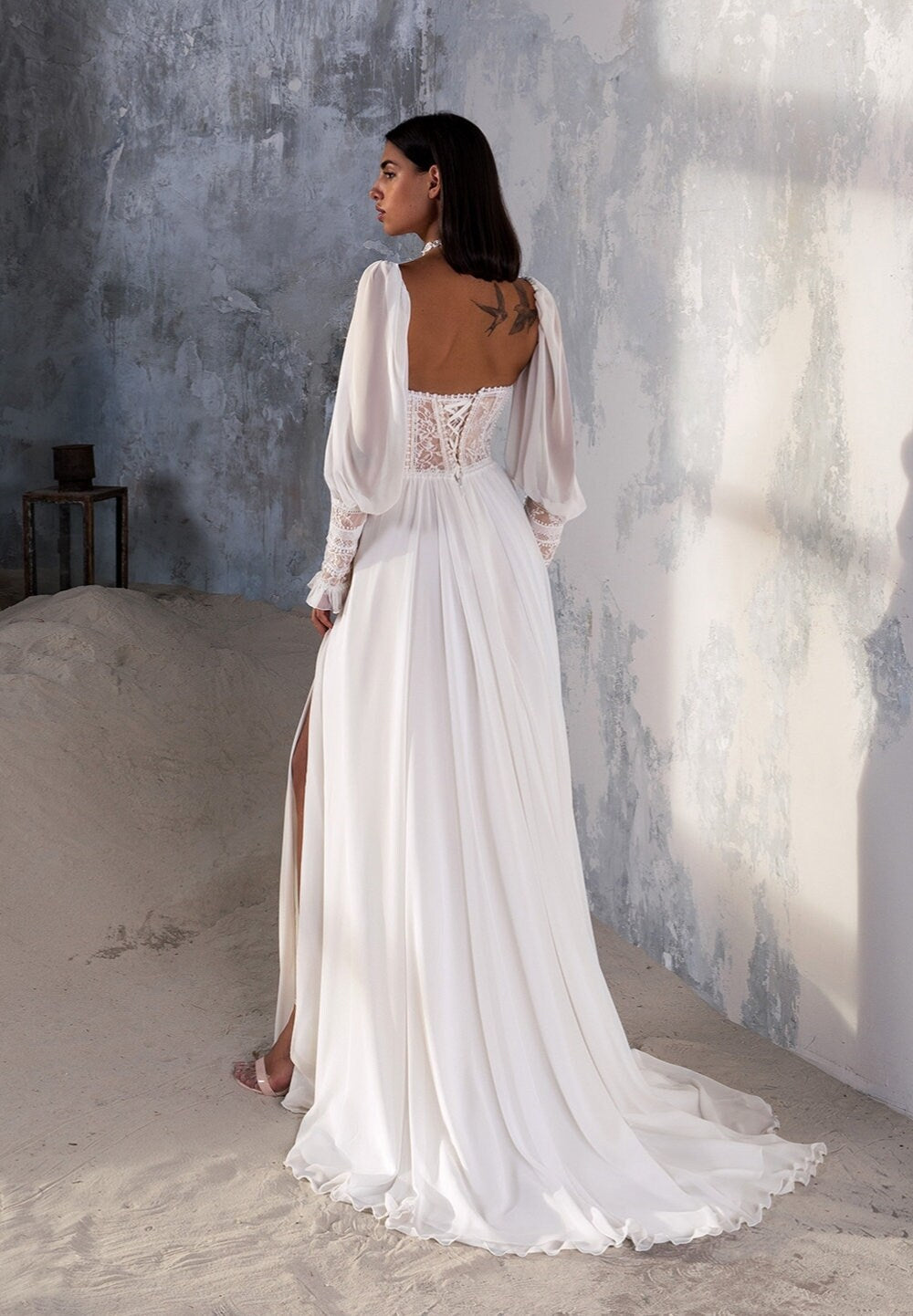 Delicate Chiffon & Lace Wrist Detached Full Sleeves