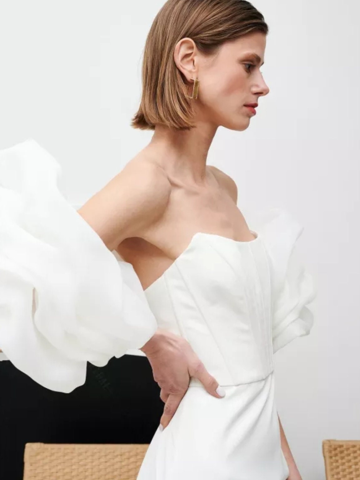Layered Detached Organza Satin Puff Sleeves