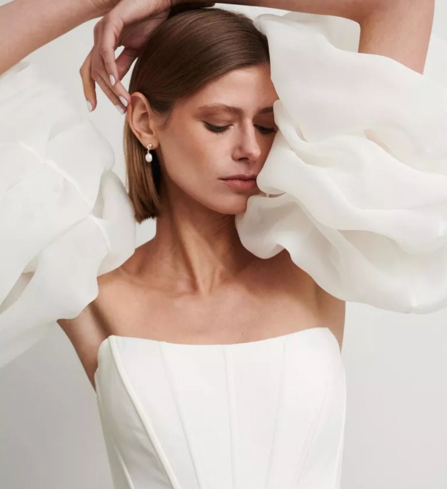 Layered Detached Organza Satin Puff Sleeves