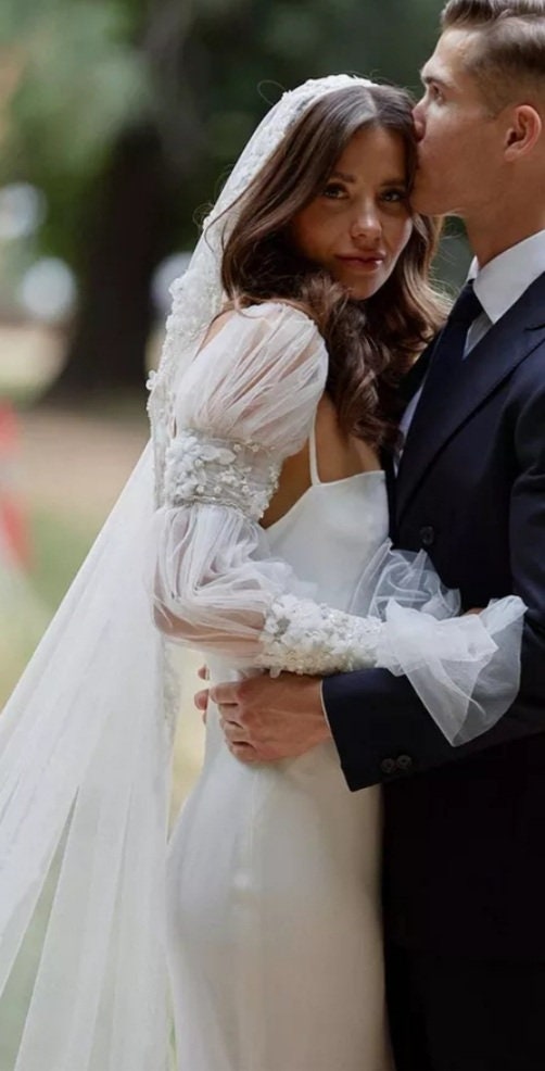 Detached Lace & Pearl Beaded Full Over The Hand Bishop Sleeves