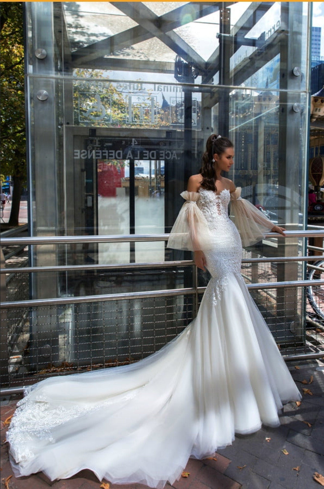 Detached Tulle Flare Sleeves With Embellishment