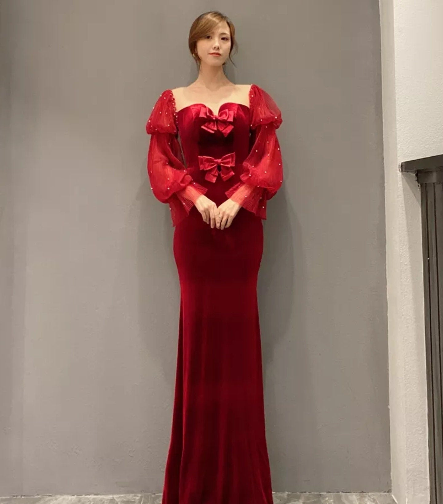 Detached Embellished Plisse Tulle Sleeves