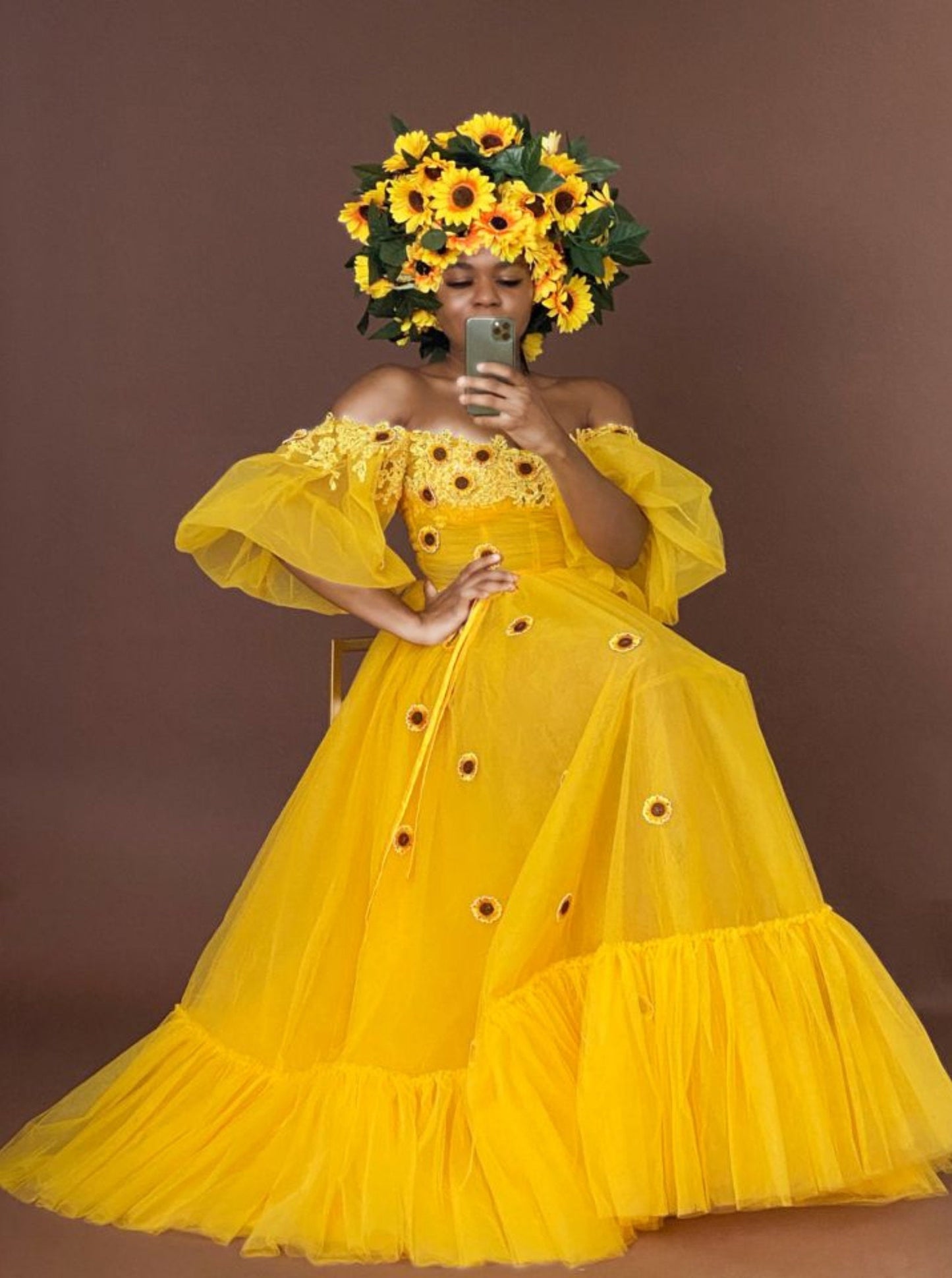 Detached Sunflower Tulle Sleeves