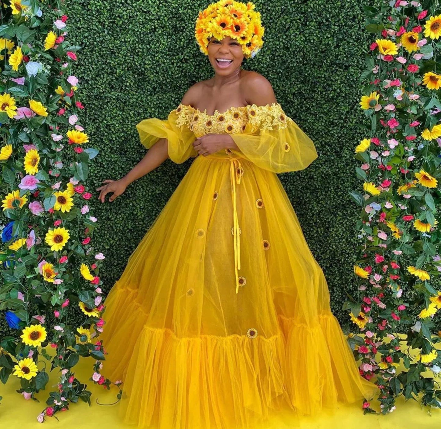 Detached Sunflower Tulle Sleeves