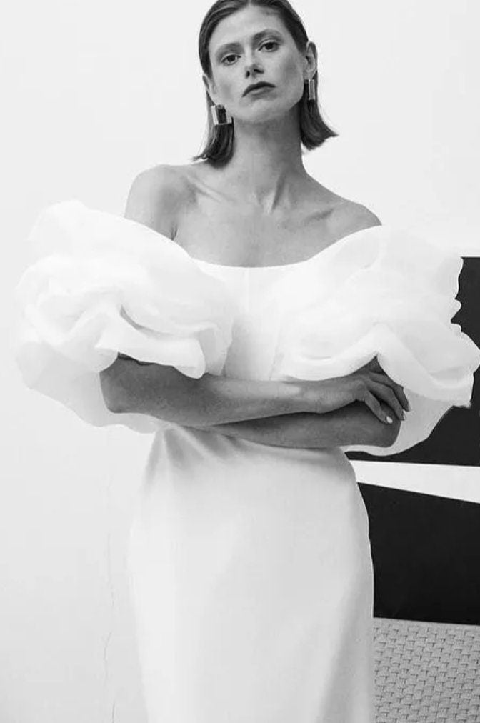 Layered Detached Organza Satin Puff Sleeves